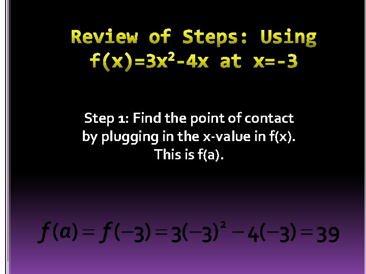Step 1: Find the point of contact by plugging in the x-value in f(x).