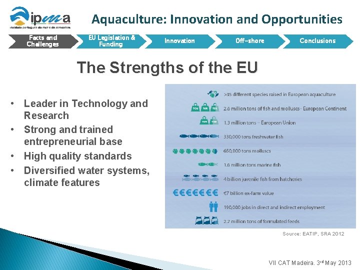 Aquaculture: Innovation and Opportunities Facts and Challenges EU Legislation & Funding Innovation Off-shore Conclusions