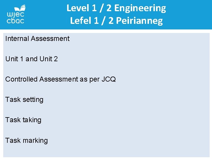 Level 1 / 2 Engineering Lefel 1 / 2 Peirianneg Internal Assessment Unit 1