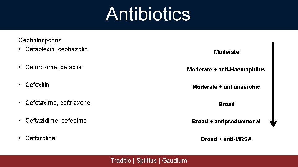 Antibiotics Cephalosporins • Cefaplexin, cephazolin Moderate • Cefuroxime, cefaclor Moderate + anti-Haemophilus • Cefoxitin