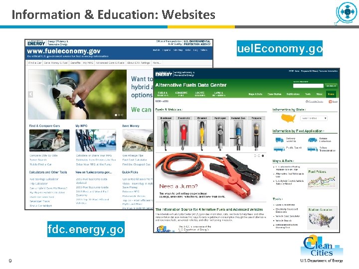 Information & Education: Websites Fuel. Economy. gov afdc. energy. gov 9 