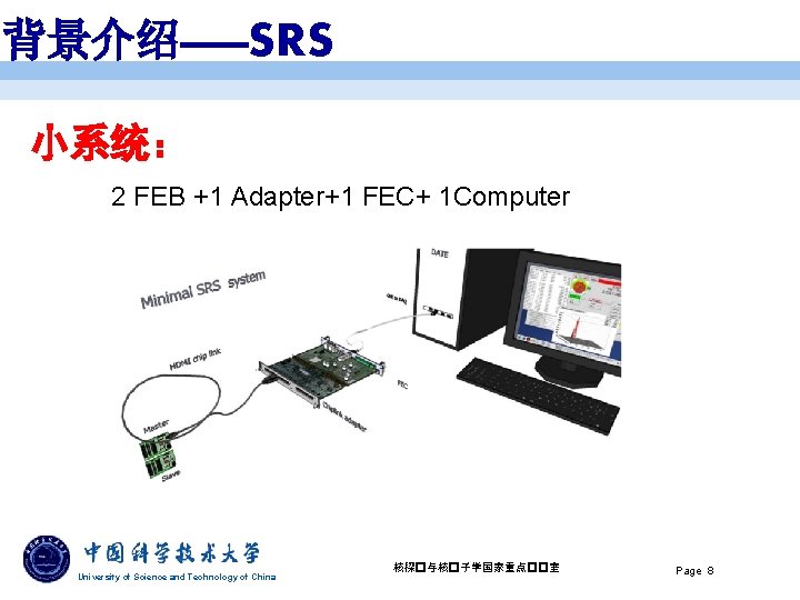 背景介绍——SRS 小系统： 2 FEB +1 Adapter+1 FEC+ 1 Computer University of Science and Technology