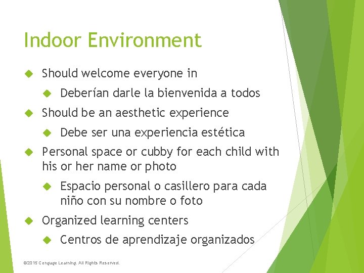 Indoor Environment Should welcome everyone in Should be an aesthetic experience Debe ser una
