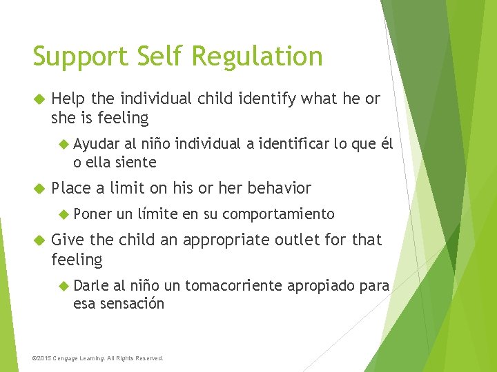 Support Self Regulation Help the individual child identify what he or she is feeling
