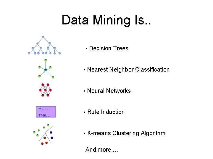 Data Mining Is. . • Decision Trees • Nearest Neighbor Classification • Neural Networks