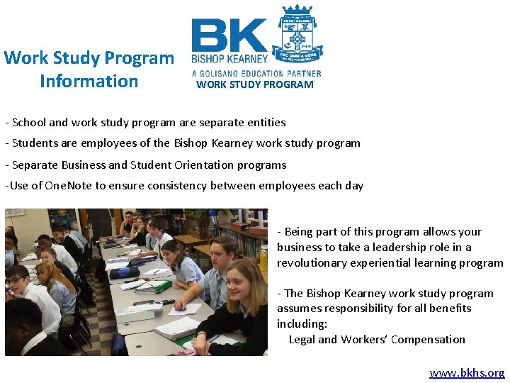 Work Study Program Information WORK STUDY PROGRAM - School and work study program are