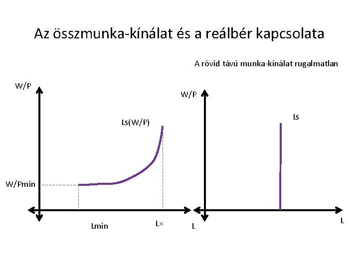 Az összmunka-kínálat és a reálbér kapcsolata A rövid távú munka-kínálat rugalmatlan W/P LS LS(W/P)