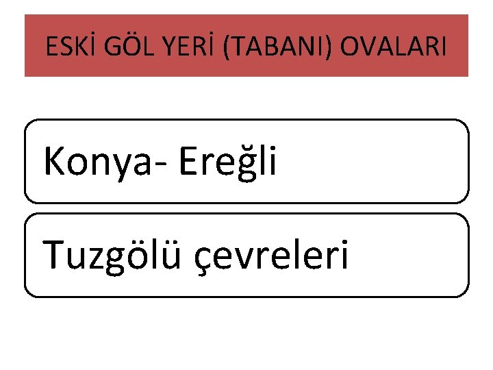 ESKİ GÖL YERİ (TABANI) OVALARI Konya- Ereğli Tuzgölü çevreleri ESKİ GÖL YERİ (TABANI) OVALARI Konya- Ereğli Tuzgölü çevreleri
