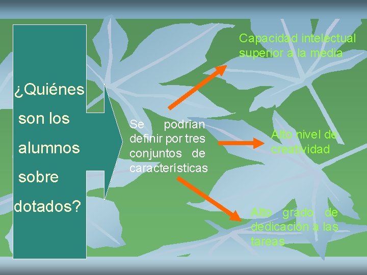 Capacidad intelectual superior a la media ¿Quiénes son los alumnos sobre dotados? Se podrían