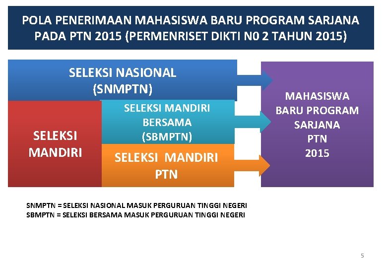 POLA PENERIMAAN MAHASISWA BARU PROGRAM SARJANA PADA PTN 2015 (PERMENRISET DIKTI N 0 2