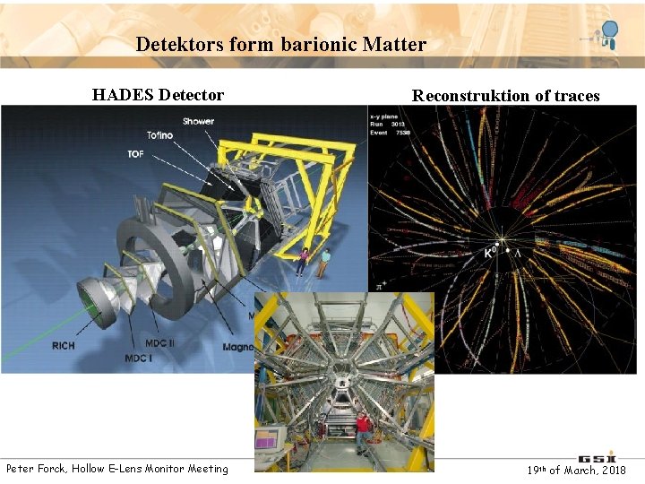 Detektors form barionic Matter HADES Detector Reconstruktion of traces th Peter Forck, Hollow E-Lens