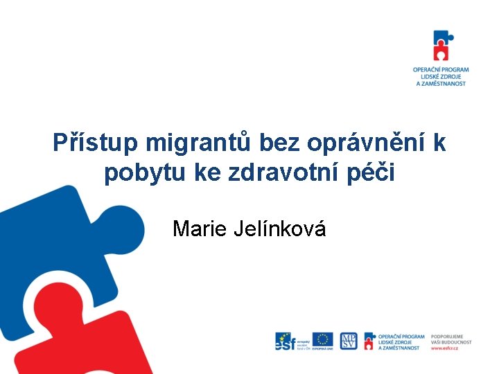 Přístup migrantů bez oprávnění k pobytu ke zdravotní péči Marie Jelínková 