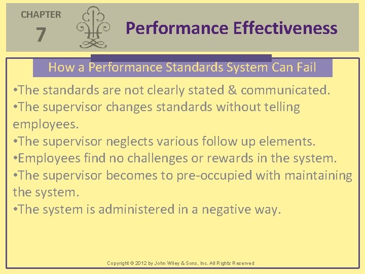 CHAPTER 7 Performance Effectiveness How a Performance Standards System Can Fail • The standards