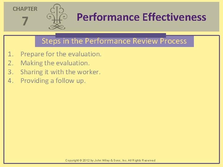 CHAPTER 7 Performance Effectiveness Steps in the Performance Review Process 1. 2. 3. 4.
