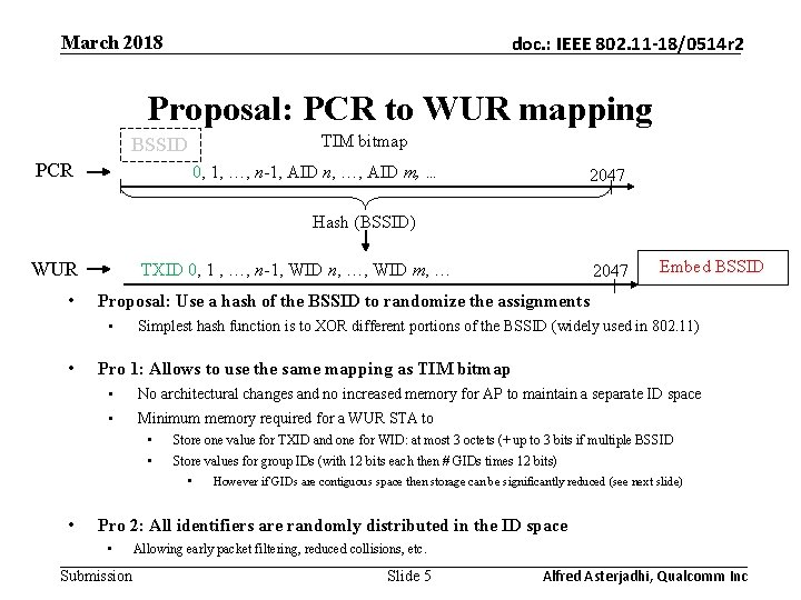 March 2018 doc. : IEEE 802. 11 -18/0514 r 2 Proposal: PCR to WUR