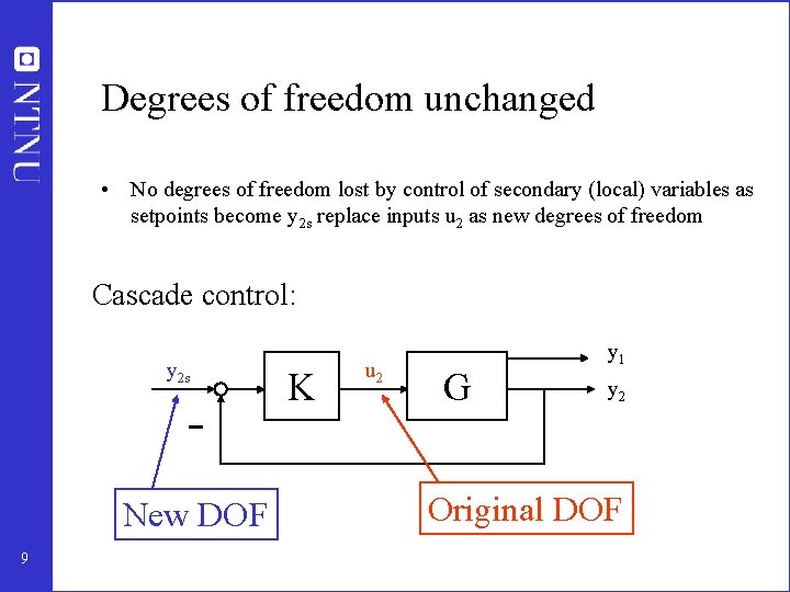 Degrees of freedom unchanged • No degrees of freedom lost by control of secondary