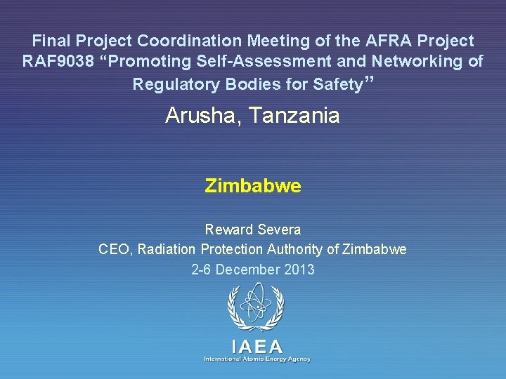 Final Project Coordination Meeting of the AFRA Project