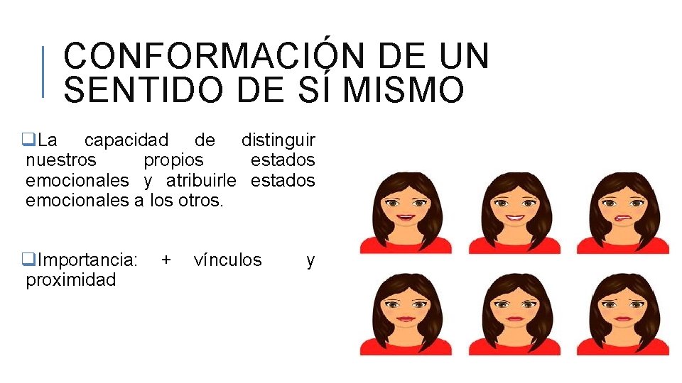 CONFORMACIÓN DE UN SENTIDO DE SÍ MISMO q. La capacidad de distinguir nuestros propios