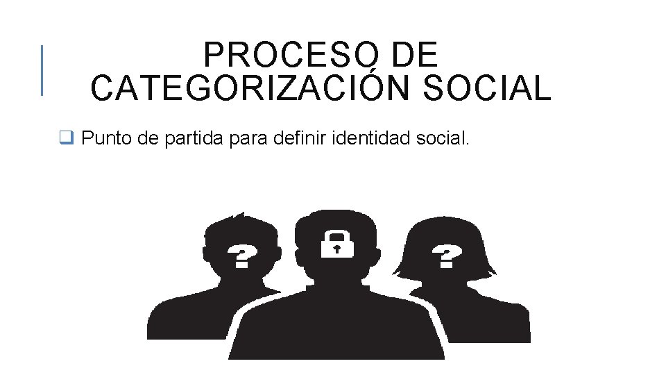 PROCESO DE CATEGORIZACIÓN SOCIAL q Punto de partida para definir identidad social. 