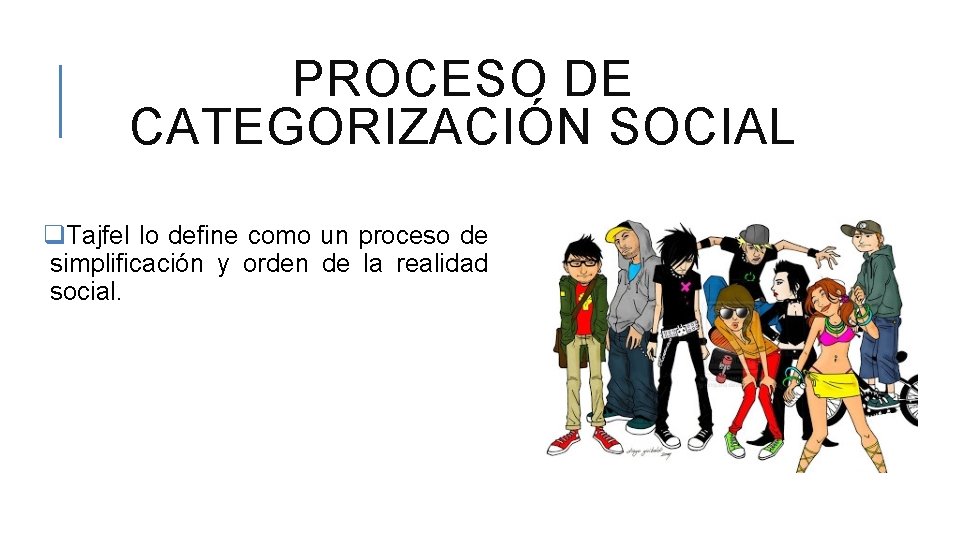 PROCESO DE CATEGORIZACIÓN SOCIAL q. Tajfel lo define como un proceso de simplificación y