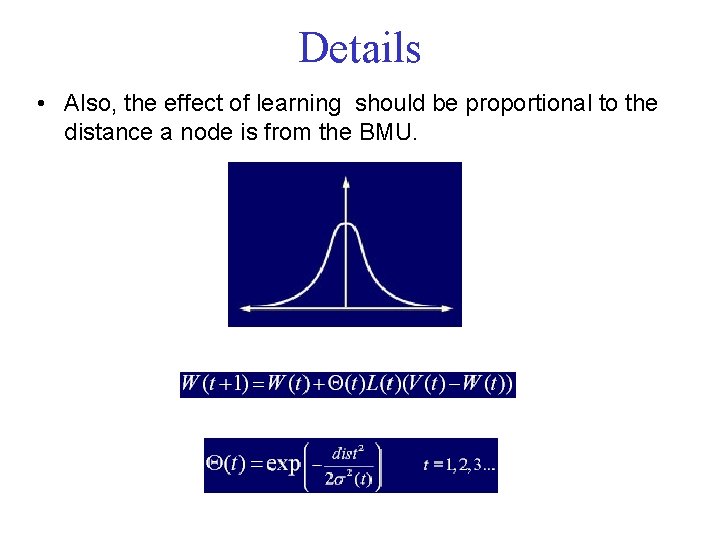 Details • Also, the effect of learning should be proportional to the distance a