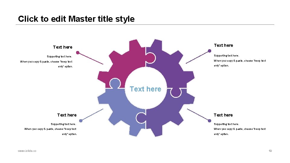 Click to edit Master title style Text here Supporting text here. When you copy