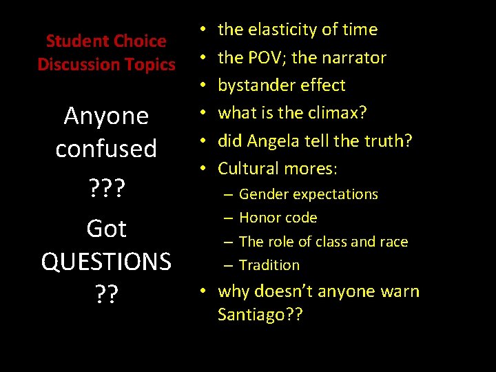 Student Choice Discussion Topics Anyone confused ? ? ? Got QUESTIONS ? ? •