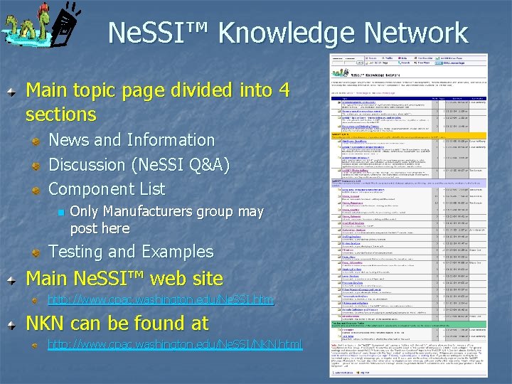 Ne. SSI™ Knowledge Network Main topic page divided into 4 sections News and Information