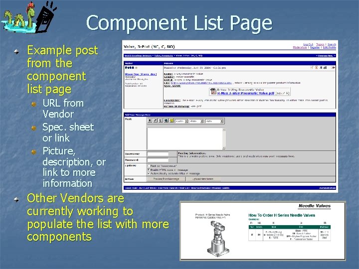 Component List Page Example post from the component list page URL from Vendor Spec.