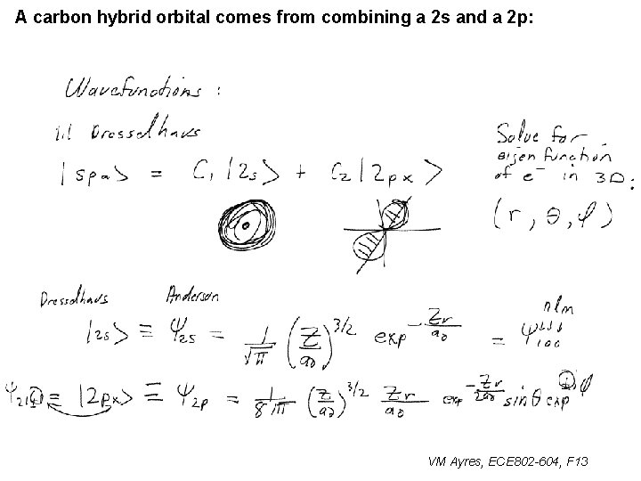 A carbon hybrid orbital comes from combining a 2 s and a 2 p: