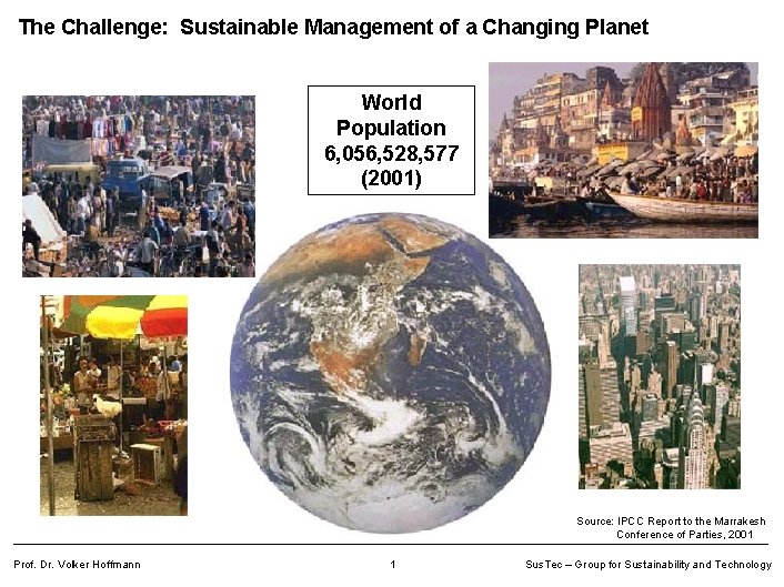 The Challenge: Sustainable Management of a Changing Planet World Population 6, 056, 528, 577