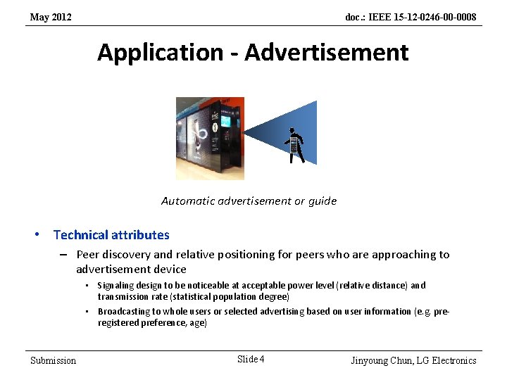 May 2012 doc. : IEEE 15 -12 -0246 -00 -0008 Application - Advertisement Automatic