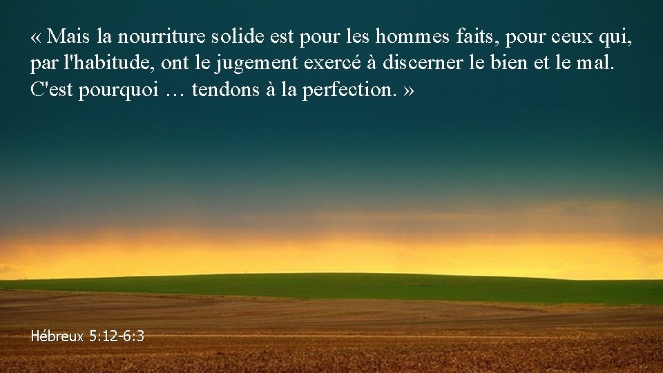  « Mais la nourriture solide est pour les hommes faits, pour ceux qui,