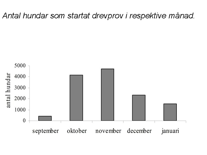 Antal hundar som startat drevprov i respektive månad. 