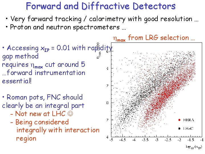 Forward and Diffractive Detectors • Very forward tracking / calorimetry with good resolution …