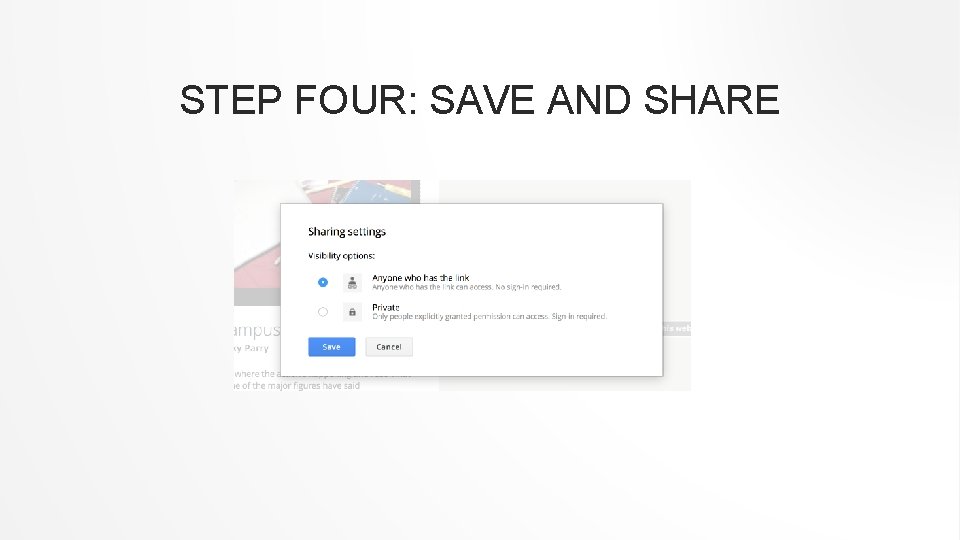 STEP FOUR: SAVE AND SHARE 