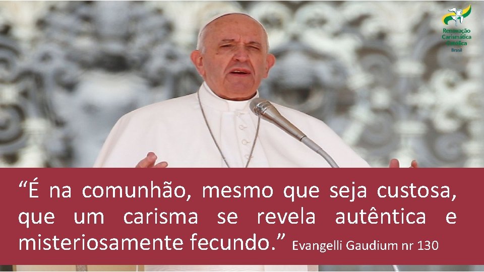 “É na comunhão, mesmo que seja custosa, que um carisma se revela autêntica e