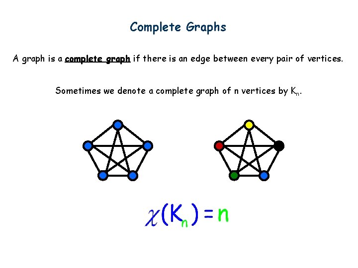 Complete Graphs A graph is a complete graph if there is an edge between