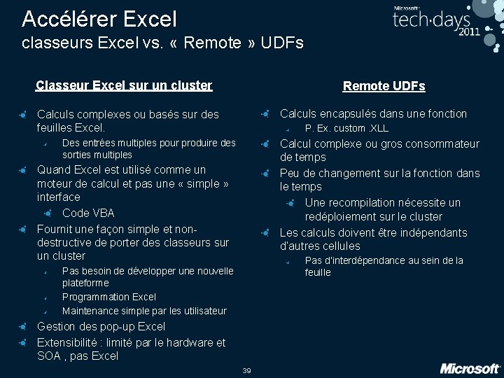Accélérer Excel classeurs Excel vs. « Remote » UDFs Classeur Excel sur un cluster