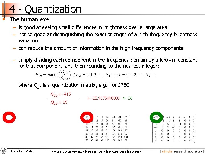 4 - Quantization § The human eye − is good at seeing small differences