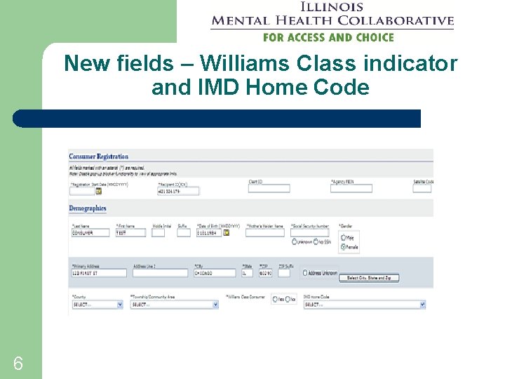 New fields – Williams Class indicator and IMD Home Code 6 New fields – Williams Class indicator and IMD Home Code 6