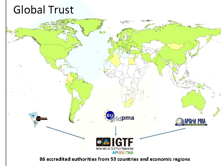 Global Trust 86 accredited authorities from 53 countries and economic regions 