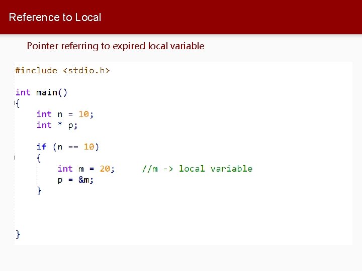 Reference to Local Pointer referring to expired local variable 