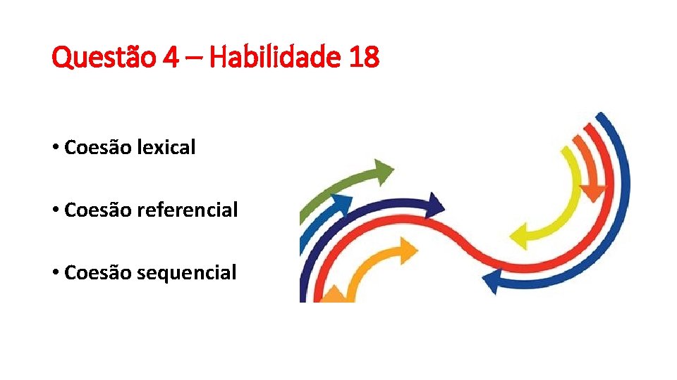 Questão 4 – Habilidade 18 • Coesão lexical • Coesão referencial • Coesão sequencial