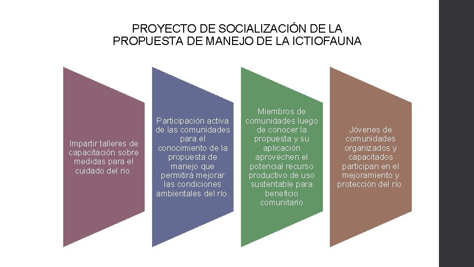 PROYECTO DE SOCIALIZACIÓN DE LA PROPUESTA DE MANEJO DE LA ICTIOFAUNA Impartir talleres de