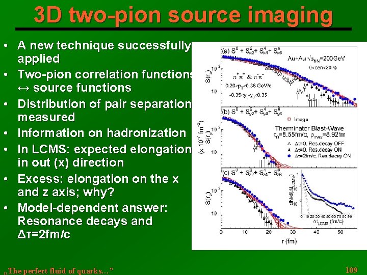 3 D two-pion source imaging • A new technique successfully applied • Two-pion correlation