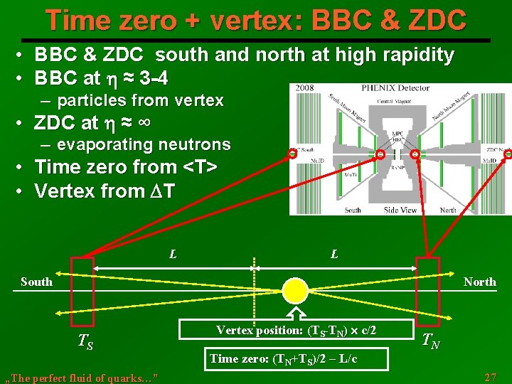 Time zero + vertex: BBC & ZDC • BBC & ZDC south and north