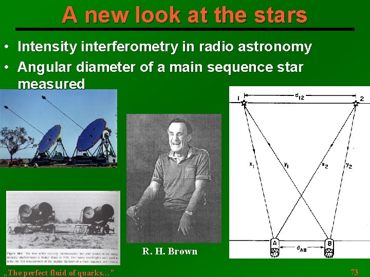A new look at the stars • • Intensity interferometry in radio astronomy Angular