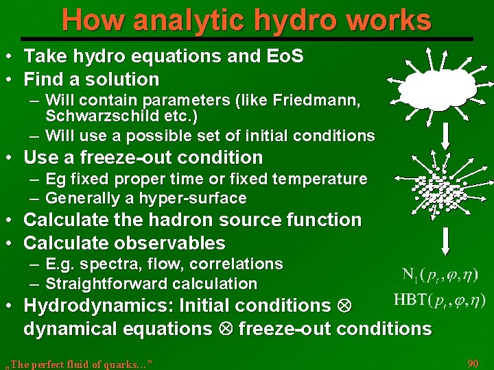 How analytic hydro works • Take hydro equations and Eo. S • Find a