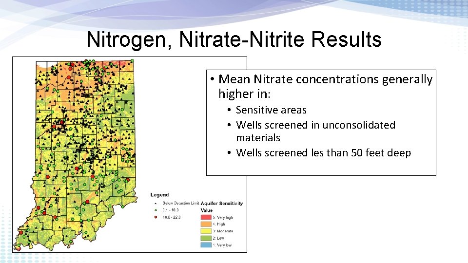 Nitrogen, Nitrate-Nitrite Results • Mean Nitrate concentrations generally higher in: • Sensitive areas •